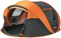 EchoSmile Camping Instant Pop Up Dome Tent, 4/6/8 Person, Water Resistant, Easy Setup for Camping Hiking and Outdoor, Portable with Carry Bag, 3 Season (Black&Orange (5-8 Person))