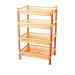 FABLE 4 Tire Multipurpose Plastic Basket Stand Rack for Fruit and Vegetable (Orange)