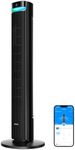 GoveeLife 42-inch Smart Quiet Tower Fan of 27 dB, 12 Speeds up to 8 m/s, 5 Modes Cooling Fan, 24H Timer, Bladeless Electric Fan with 150 Oscillation, WiFi/Alexa/Remote Control for Bedroom, Black