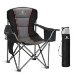 ALPHA CAMP Camping Chairs for Adults Heavy Duty Camping Chair Up to 200 kg Folding Camping Chair with Cup Holder and Cooler Bag for Outdoor Picnic Camping Fishing, Lightweight and Portable, Black