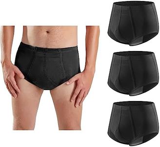 Men's Incontinence Underwear 3-Packs Bladder Control Briefs Washable Urinary Underwear for Men Cotton Incontinence Briefs with Front Absorption Area Incontinence Boxer Briefs