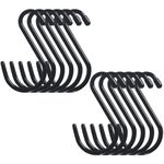 Cozihom 6 Inch Heavy Duty Vinyl Coated S Hooks, Black Rubber Coated S Hooks, Extra Thick Non Slip Metal S Hanger for Closet, Garden, Garage, Kitchen Hanging, Black, Pack of 12