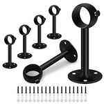 Ceiling Curtain Rod Brackets, 1 Inch Heavy Duty Curtain Rod Bracket Black Ceiling Mount Flange Rod Holders Closet Pipe Wardrobe Curtain Pole Holder Socket, Stainless Steel Ceiling Brackets 6 Pack…