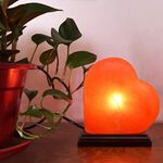 NatureBoost Himalayan Salt Lamp - Heart Shaped, Individually Hand Crafted, (6.5 inches, 6 lbs.) Amber Glow, Wooden Base, with Dimmer Switch and Extra Bulb, Unique Gift Idea