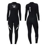 Owntop Women Wetsuit 3mm Neoprene Diving Suits - Ultra Stretch Long Sleeve Back Zip UV Protection Full Length Wet Suit for Scuba Snorkeling Surfing Water Sports, Black L