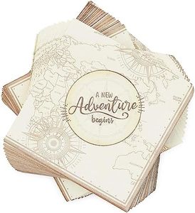 BLUE PANDA Adventure Paper Napkins for Baby Shower or Graduation Party (6.5 x 6.5 In, 100 Pack)