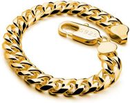 Men 925 Sterling Silver Bracelet 8-10-12MM Solid Miami Cuban Link Curb Chain 7" 7.5" 8" 8.5" 9" 9.5"10" Bangle Man Teen Boys Jewelry Gift (7.5 inch, Gold 10MM Smooth)