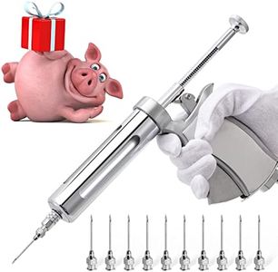 NEWTRY 50ML Continuous Livestock Syringe Semi Automatic Syringe Adjustable Poultry Gun Stainless Steel with 10 Needles for Horse Sheep Cattle