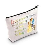 PLITI Beauty Beast Gift Wedding Gift Love Doesn't Have to Be Perfect It Just Needs to Be True Princess Belle Makeup Bag (Love be True bagU)