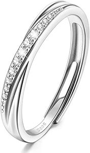 KALVICA Anillos de Plata Esterlina 925 para Mujeres, Anillo De Plata Ajustable con Circonio Cúbico, La Promesa De Boda Anillo De La Eternidad para Mujeres