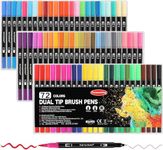 Funnasting 72 Dual Tip Colouring Pens, Colouring Sets for Children, Brush Pens Felt Tip Pens for Adults and Kids Colouring Painting Sketching Highlighting Drawing Calligraphy