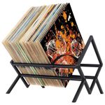 TOPEV Vinyl Record Storage Holder, Metal Record stand Holds up to 100 LP, Creative CD Display Stand, Easy to Assemble, Strong Construction Durable, for the office or any room, Black