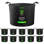 VIVOSUN 10-Pack 25 Gallon Grow Bags Heavy Duty 300G Thickened Nonwoven Plant Fabric Pots with Handles
