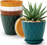 YNNICO 6 inch Plant Pots, 5 Pack Flower Pots Outdoor Indoor, Planters with Drainage Hole and Tray Saucer