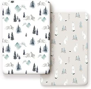 Stretch Ultra Soft Jersey Knit Fitted Pack and Play Sheets Set 2 Pack, Fit Portable/Mini Cribs Sheets, Playpen Mattress Pads Safe and Snug, Cute Stylish Playard Sheets Wild Forest Print for Baby