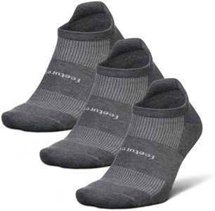 Feetures High Performance Max Cushion Ankle Sock - Tab Socks for Women & Men with Heel Tab - Heather Gray, XL (3 Pair)