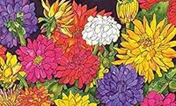 Toland Home Garden 800031 Soft Step Designer Mat, Standard, Dizzy Dahlias, Multicolor