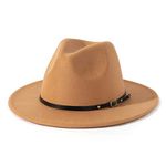 Lisianthus Women Belt Buckle Fedora Hat Camel