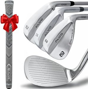 Alvo Golf - Max Forgiveness and Enhanced Spin 3 Wedge Set, 52 56 60 Degree Wedges, Gap Wedge, Sand Wedge, lob Wedge for Men, Right Hand, Premium Grip, Perfect Starter Set