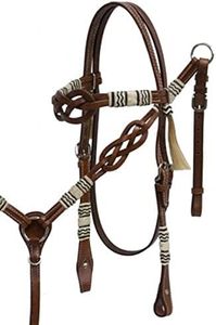 Showman Celtic Knot Headstall and Breast Collar Set with Rawhide Braided Accents.