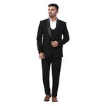 Dhingra Men's Slim Fit Tuxedo 3pcs Suit with Double Brested Jacket Black (42, Black)