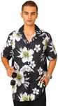 SRQYZM Hawaiian Shirt for Men Short Sleeve Button Down Shirts Beach Tropical Casual Shirts, Floral White, X-Large