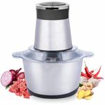 SHOPPOFOBIX Electric Chopper, Meat Grinders with Stainless Steel Bowl Heavy 700W Motor - 2 Speed Modes for Kitchen Food Processor, Meat, Vegetables, Onion, Mince (2 Liter) (2L)