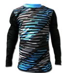 ICHNOS Junior Children padded football goalkeeper shirt black neon blue (L Junior / 12-13 age / 152-160 cm height)