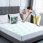 Queen Mattress Protector, Premium Waterproof & Breathable Bamboo Mattress Cover with Deep Pockets Up to 21'', Bedding Aid