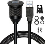 tunghey Single Port USB 3.0 Male to Female AUX Car Mount Flush Cable Waterproof Extension for Car Truck Boat Motorcycle Dashboard Panel (1M)