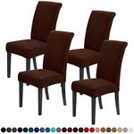 Joccun Chair Covers for Dining Room Set of 4,Water Repellent Dining Chair Slipcovers Stretch Dining Room Chair Covers Seat Protector,Washable Parsons Chair Cover for Home,Hotel(Chocolate,4 Pack)