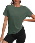 OFEEFAN Workout Tops for Women Outdoor Athletic Hiking Running Shirts Women Green S