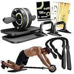 SUPFIT Ab Roller Wheel, 6 in 1 Ab Roller kit with Knee Pads, Push-Up Bars, Resistance Bands, Workout Poster, Workout Guide, Perfect Home Gym Equipment for Men Women Abdominal Exercise