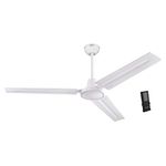 Westinghouse Lighting 7237900 Jax, Modern Industrial Style Ceiling Fan with Remote Control, 56 Inch, White Finish