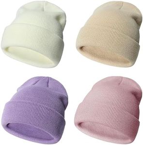 Urban Virgin Toddler Winter Hat Baby Beanie Kids Beanies Boys Hats Knit Winter Caps Soft Infant Girls 4 Packs A-WhitePurple
