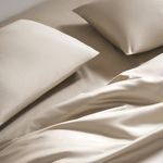 Brooklinen Luxury Sateen 4 Piece Sheet Set - 100% Cotton, Queen Size in Pebble Grey - 1 Fitted Sheet, 1 Flat Sheet, 2 Pillowcases | Best Luxury Sheets