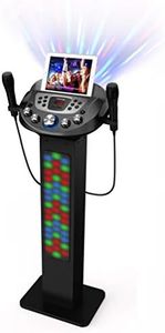 Starion KS829-B Bluetooth Karaoke Machine l Pedestal Design w/Light Show l 4 Built-in Speakers & 2 Tweeters l Two USB for Bluetooth / MP3 Record & Playback l Disco Ball Effect l Two Microphones