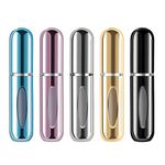 Perfume Atomizer Bottle,5ml Portable Mini Refillable Atomizer Travel Size Spray Bottles Accessories (5 Pack, Blue, Pink, Grey, Golod,Black)