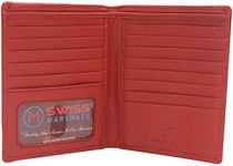 MARSHAL Extra Capicity RFID Blocking Bifold Hipster Credit Card Wallet Premium Leather (CN Red)