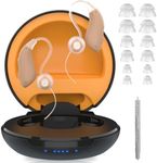 OUJEALEE Hearing Aids for Seniors, Rechargeable BTE Hearing Amplifiers with 16 Channels, Noise Cancellation, Volume Control for Mild to Moderate Hearing Loss, OTC, Includes Wax Guard Tool