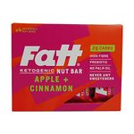 Fatt Keto Nut Bars - (Apple & Cinnamon, 4 Pack) - 2g Carbs - 100% Natural, Low-Carb, Gluten Free Clean Keto Snack Bars with Super Fats - High Fibre, Low Sugar, Sweetener Free & Vegan - Aka Fattbar