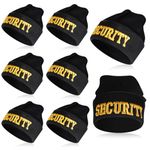 Panitay 12 Pcs Cuffed Beanie Knitted Beanie Hat Embroidered Hat Black Winter Skull Cap for Men Women (Black, Yellow,Security)