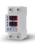 House Overvoltage Protection Device 230V 63A Single Phase Manal ON OFF with Digital Display Indicator Light Voltage Monitoring Relay