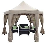 Garden Classics WEATHER RESISTANT POP UP HEXAGONAL FOLDING GARDEN PARTY HOTTUB GAZEBO 3.6M X 3M WITH NET CURTAIN SIDES