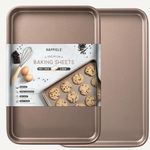 HAPPIELS Premium Extra Thick 15-inch Baking Sheets Nonstick 2-Pack | Cookie Sheets Nonstick Set 15 inches Carbon Steel | Premium Jelly Roll Pan 15x10 | Sheet Pan 15in