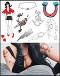 Sailor Girl & Pin Up Girl Deluxe Quality Temporary Tattoos, Costume/Outfit Party Amy Winehouse Fancy Dress