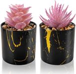 Der Rose Set of 2 Fake Plants Succulents Plants Artificial in Black Pots Office Desk Accessories for Pink Room Decor Office Desk Decor