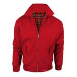 HARRINGTON JACKET MENS CLASSIC RETRO SCOOTER 1970'S VINTAGE BOMBER MOD COAT TOP (Red, Large)