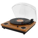 CLAW Stag Superb Plus Vinyl Record Player 3 Speed Turntable with Built-in Stereo Speakers and USB Digital Conversion Software for PC (Brown Wood)
