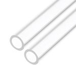 Rebower 12" Clear Plastic Rigid Pipe 8mm x 12mm(5/16" x 1/2") Acrylic Tube Round Polycarbonate Tubing, [for Plumbing, Hydraulics, Aquarium, DIY] - 2Pcs